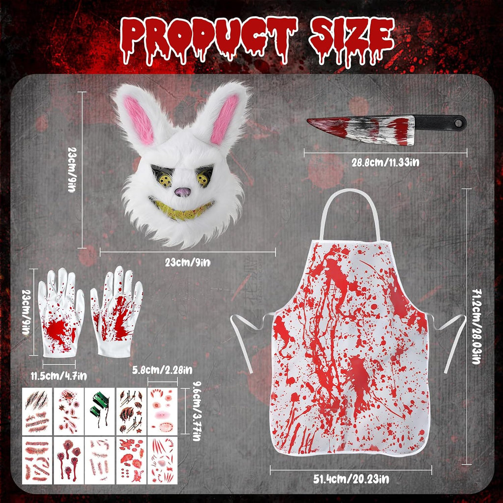 Halloween Kostüm Herren Damen, Halloween Masken Horror Hasen Maske Set