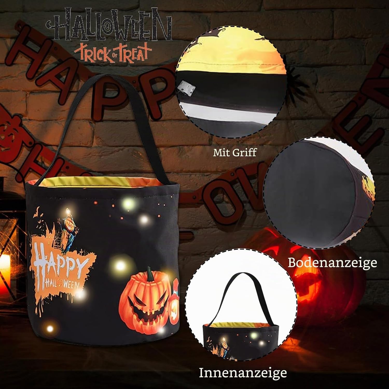 Halloween Süßigkeiten Eimer, Handtasche Für Süßes Oder Saures, Kürbis Candy Tüten Für Kinder, Geschenktasche Für Party