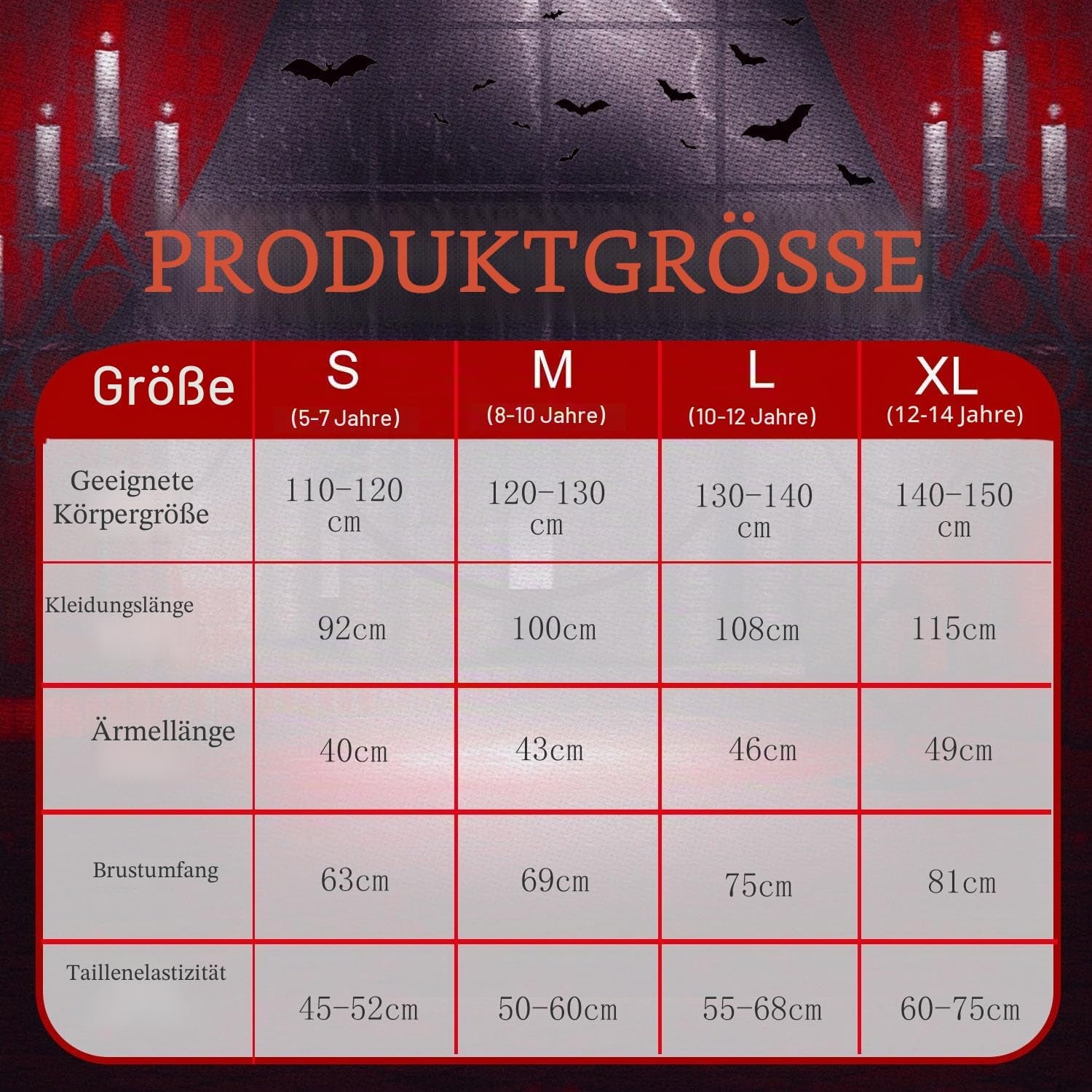 Vampir Kostüm Kinder,Halloween Kostüm Vampir Mit Halsband,Gothic Viktorianische Halloween Kostüm Mädchen,Halloween Kostüm Mädchen Für Halloween Karneval Fasching Mottoparty, Rot-Schwarz