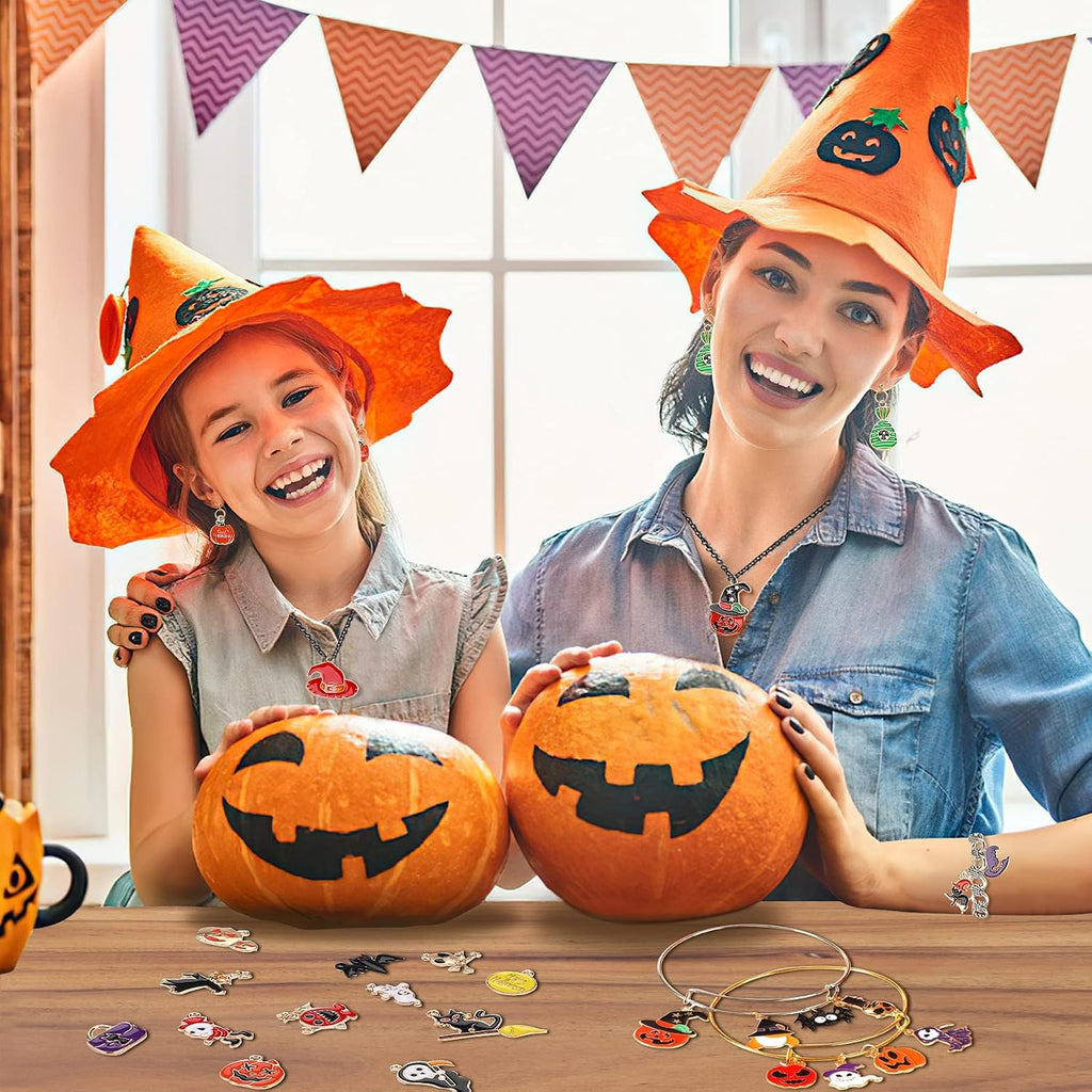 110 Stück 55 Paar Halloween-Charms Gold-Emaille-Schmuckanhänger Für Halloween-Ohrringe, Armbänder, Halsketten, Bastelarbeiten