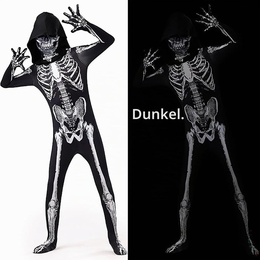 Halloween Skeleton Costume Kinder, Halloween Kostüm, Skelett Jumpsuit Skelett Outfit Für Halloween, Karneval, Faschingskostüme, Cosplay Mottoparty