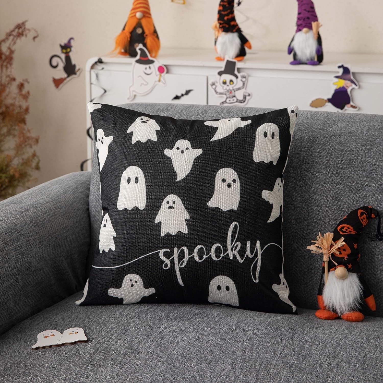 Halloween-Kissenbezug, 45,7 X 45,7 Cm, 2 Stück, Geister-Halloween-Lendenkissenbezüge, Dekorationen, Outdoor-Halloween-Kissen, Dekorativ Für Halloween, Heimdekoration Für Sofa