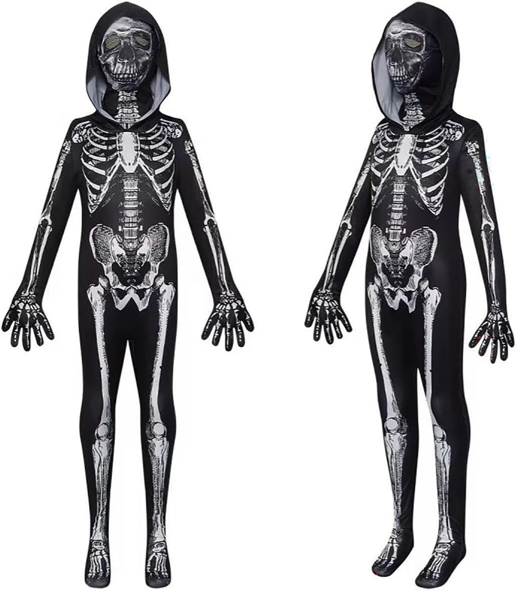 Halloween Skeleton Costume Kinder, Halloween Kostüm, Skelett Jumpsuit Skelett Outfit Für Halloween, Karneval, Faschingskostüme, Cosplay Mottoparty