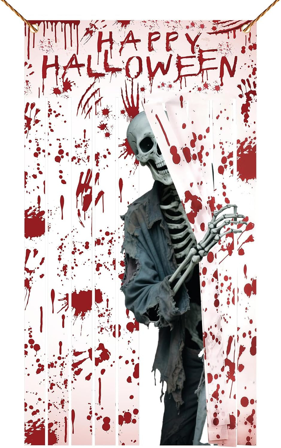 DPKOW Blutige Halloween Türvorhang Banner Deko Halloween Türdeko, Stoff Gruseliger Türbanner Spukhaus Party Indoor Outdoor Deko, Halloween-Deko Haustür Blutigen Hand- Und Fußabdrücken, 165 * 90CM