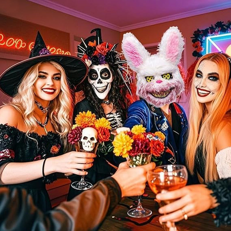 Halloween Kostüm Herren Damen, Halloween Masken Horror Hasen Maske Set