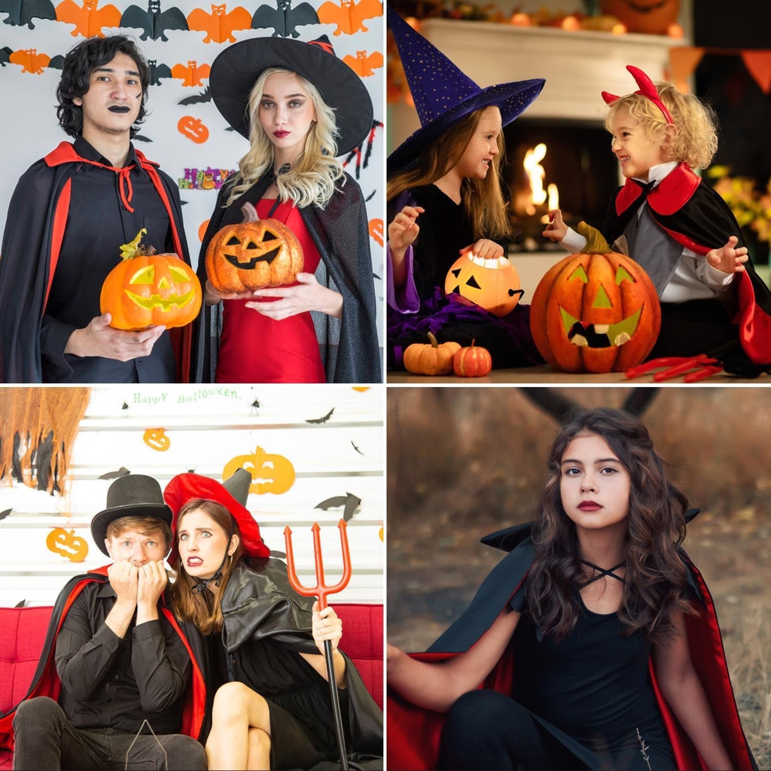 Halloween Vampir Umhang,Teufel Kostüm Kinder,Schwarz Rot Halloween-Umhang Für Karneval Cosplay Halloween Erwachsene Kinder(140Cm)