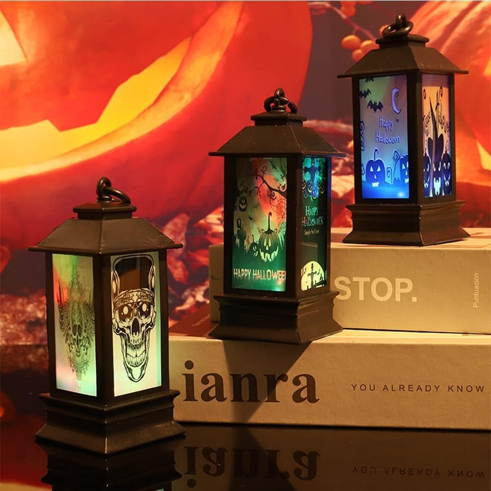 4 Stück Halloween Deko Innen Laterne, Kürbis Deko Herbstdeko Mit LED Kerze