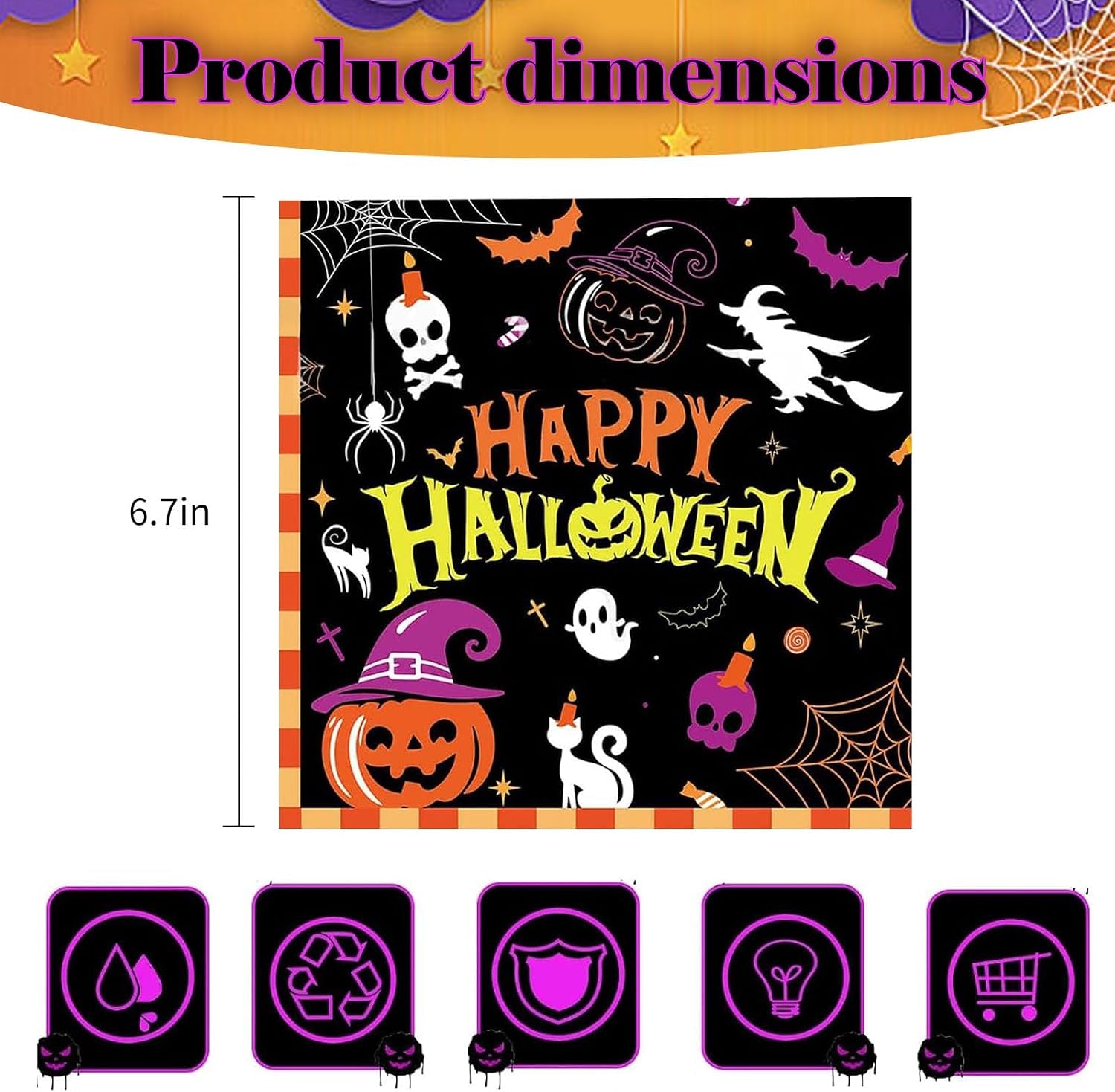 Halloween Servietten,24 Stück 33 X 33Cm Party Servietten Orange Schwarz Halloween Deko Servietten Herbst Mit Gruselig Kürbis Fledermaus Spinne Burg Papierservietten Für Halloween Tischdeko