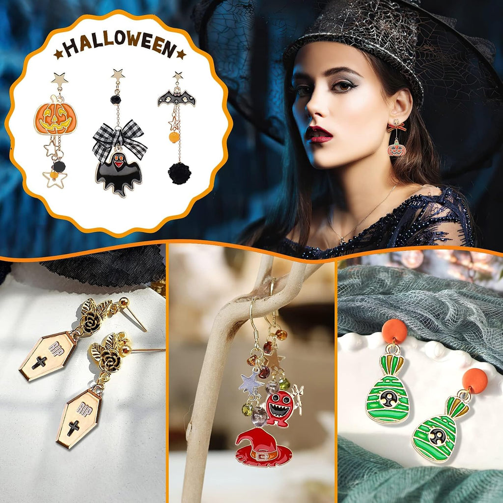 110 Stück 55 Paar Halloween-Charms Gold-Emaille-Schmuckanhänger Für Halloween-Ohrringe, Armbänder, Halsketten, Bastelarbeiten