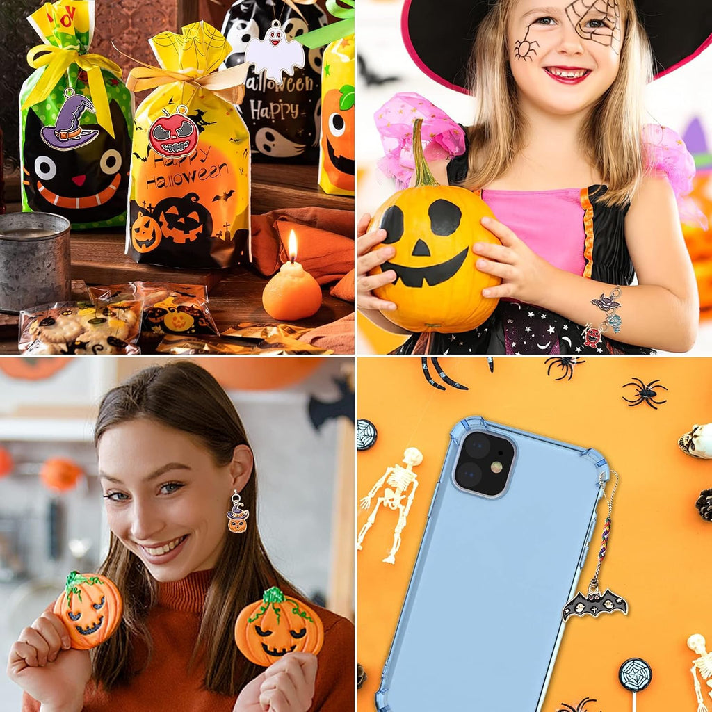 110 Stück 55 Paar Halloween-Charms Gold-Emaille-Schmuckanhänger Für Halloween-Ohrringe, Armbänder, Halsketten, Bastelarbeiten
