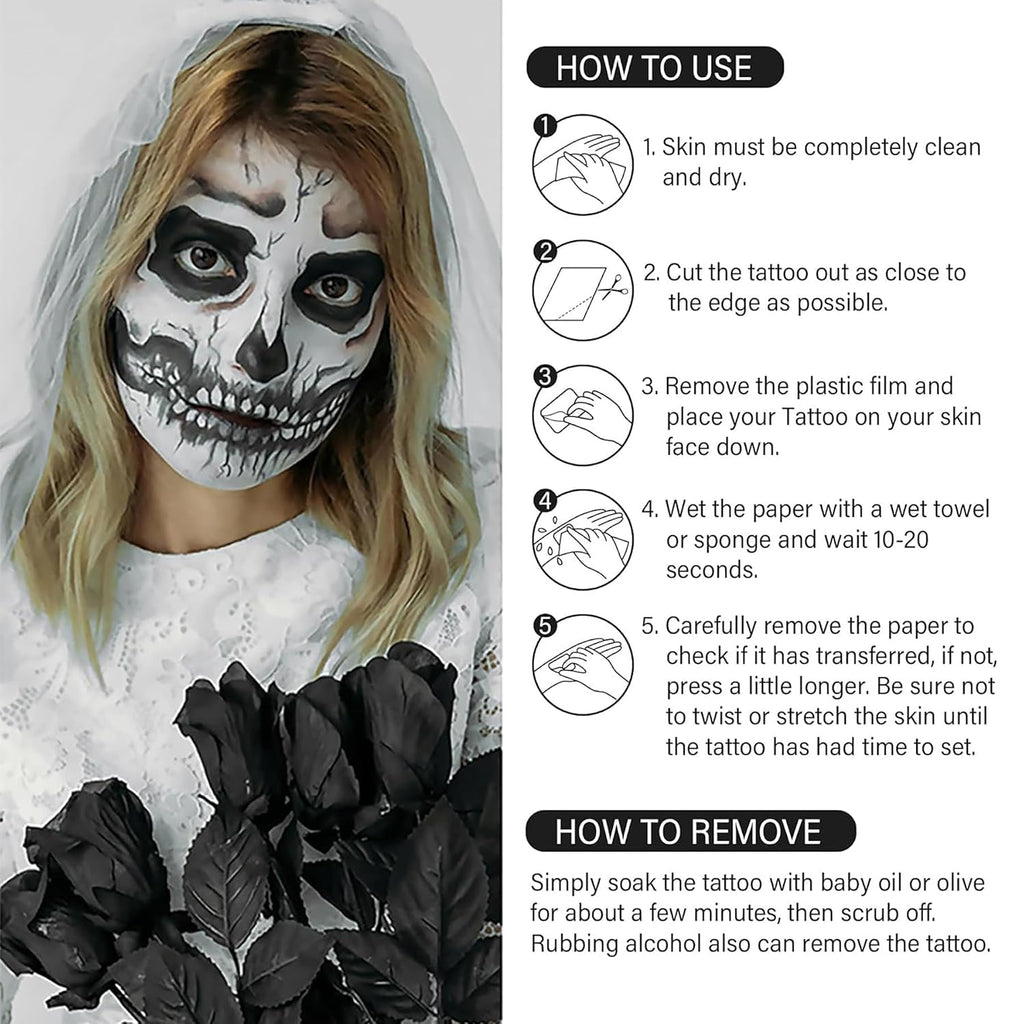 4 Halloween Tattoo Gesicht,Skull Face Tattoo Für Halloween