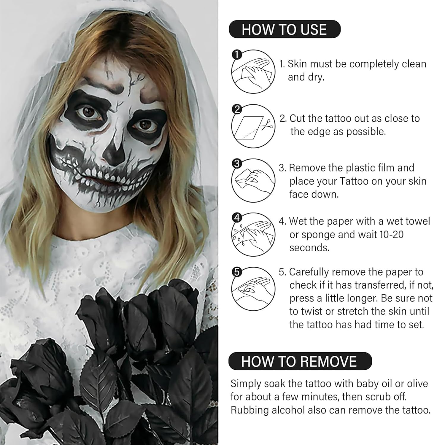 4 Halloween Tattoo Gesicht,Skull Face Tattoo Für Halloween