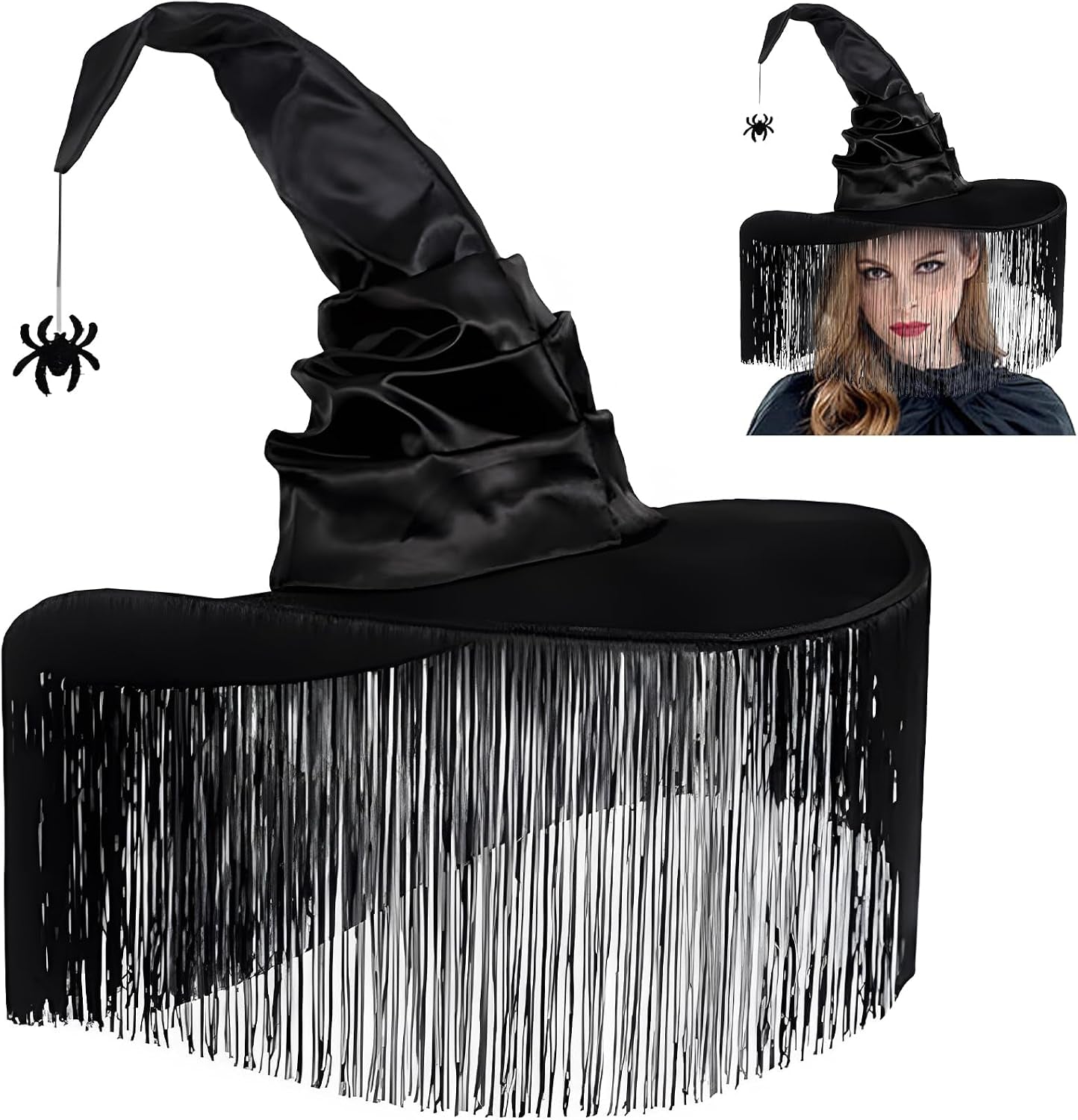 Hexenhüte, Hexenhut Damen, Hexen Hut, Halloween Zauberer Hut, Hexenhut Erwachsene, Zaubererhut, Hexen Accessoires Damen, Für Karneval, Halloween, Schwarz