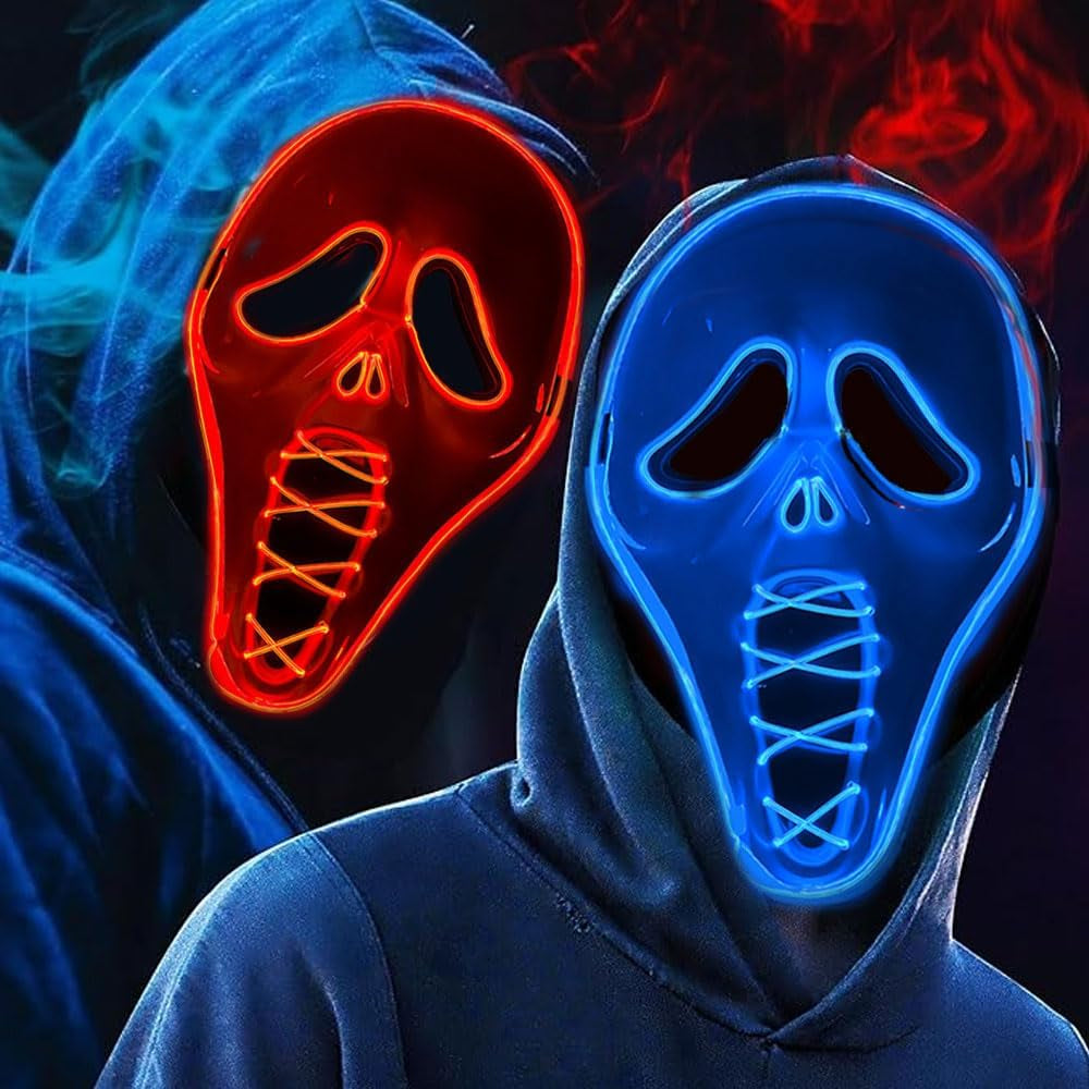 Halloween Maske Led, Scream Maske Glitzer, Led Maske Gesicht Halloween, Sensenmann Maske, Geist Scream Maske Für Cosplay, Party, Maskerade, Karneval