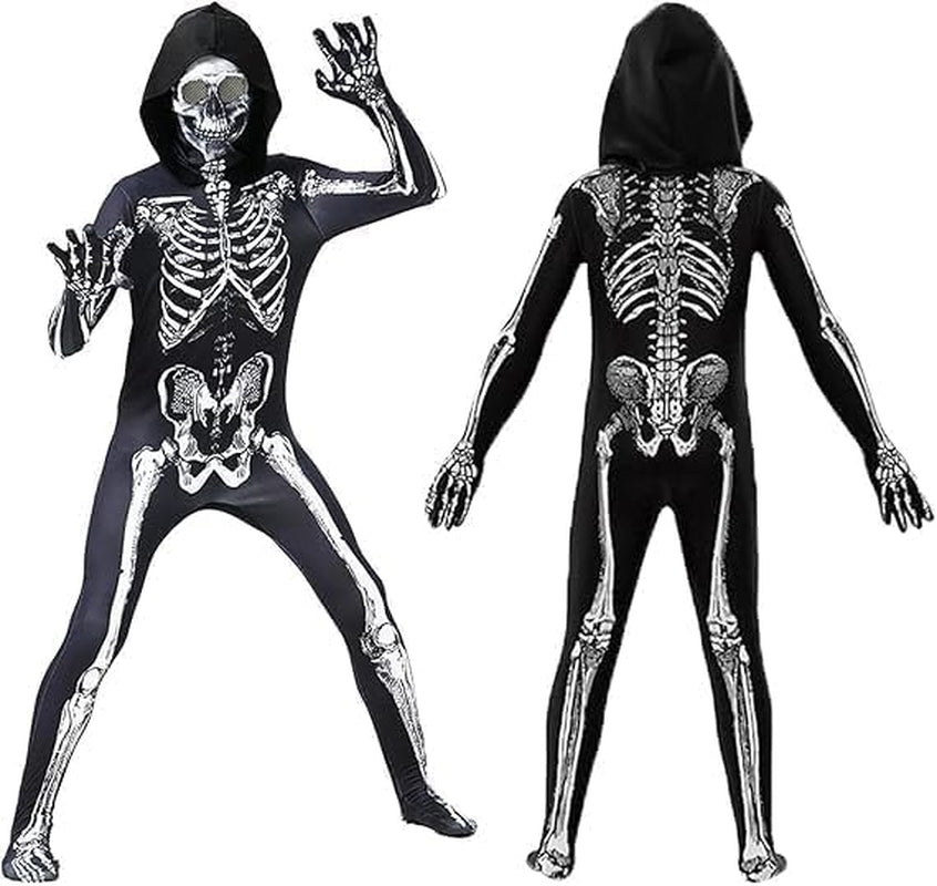 Halloween Skeleton Costume Kinder, Halloween Kostüm, Skelett Jumpsuit Skelett Outfit Für Halloween, Karneval, Faschingskostüme, Cosplay Mottoparty