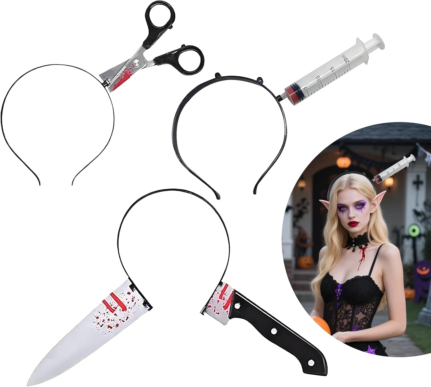 Halloween Haarreif,3Pcs Halloween Kopfschmuck,Blutige Kopfschmuck, Halloween Haarschmuck Für Damen, Halloween Kostüm Accessoire Für Herren Bei Der Halloween Party