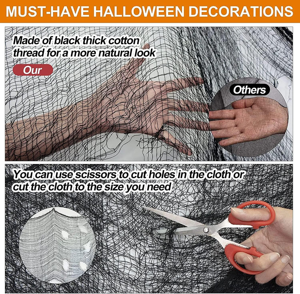 Halloween Deko Stoff, 120 X 1000 Cm Gruseliges Tuch Unheimlich, Halloween Horror Dekostoff Käsetuch Baumwolle, Tücher Halloween Dekorationen Für Halloween Party Spukhäuser Türöffnungen