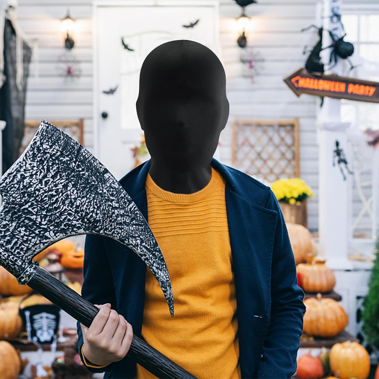 2 Stück Vollgesichtsmaske Halloween Schwarz Vollgesichtsmaske Spandex