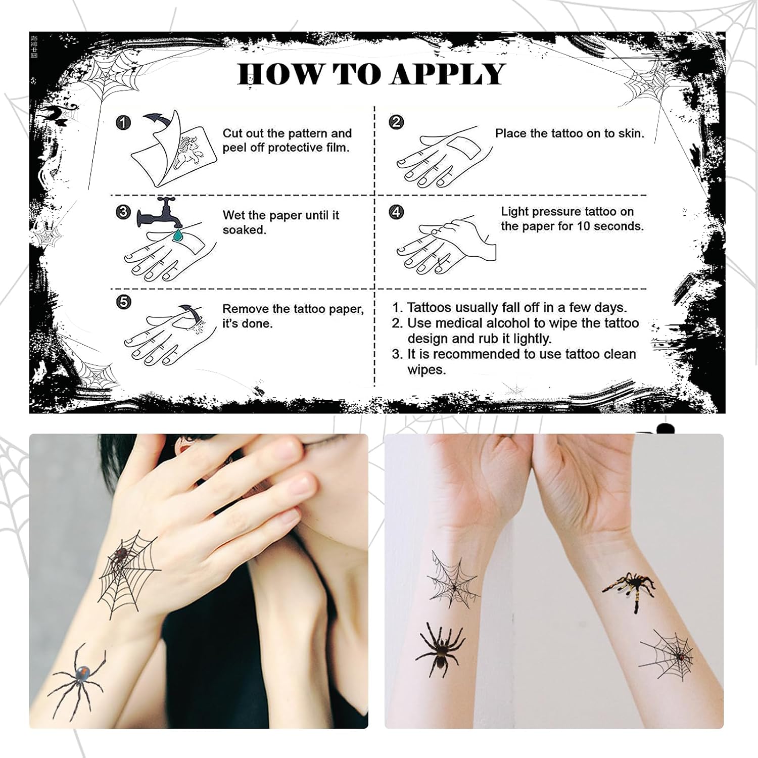 Halloween Damen Zubehör, Halloween Fledermaus Haarreife, Schwarze Spitze Maske Und Halloween Spinne Haarschmuck Mit Gesichtstattoos Spinne Halloween Tattoo, Karneval Halloween Kostüm Accessoire