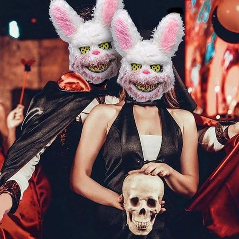 Halloween Kostüm Herren Damen, Halloween Masken Horror Hasen Maske Set