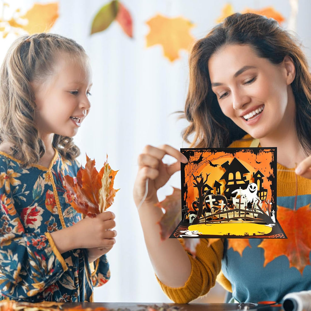 GREETING ART Pop up Halloween Karten, Halloween Spukhaus Grußkarte Mit Umschlag Für Kinder, Freund, Freundin