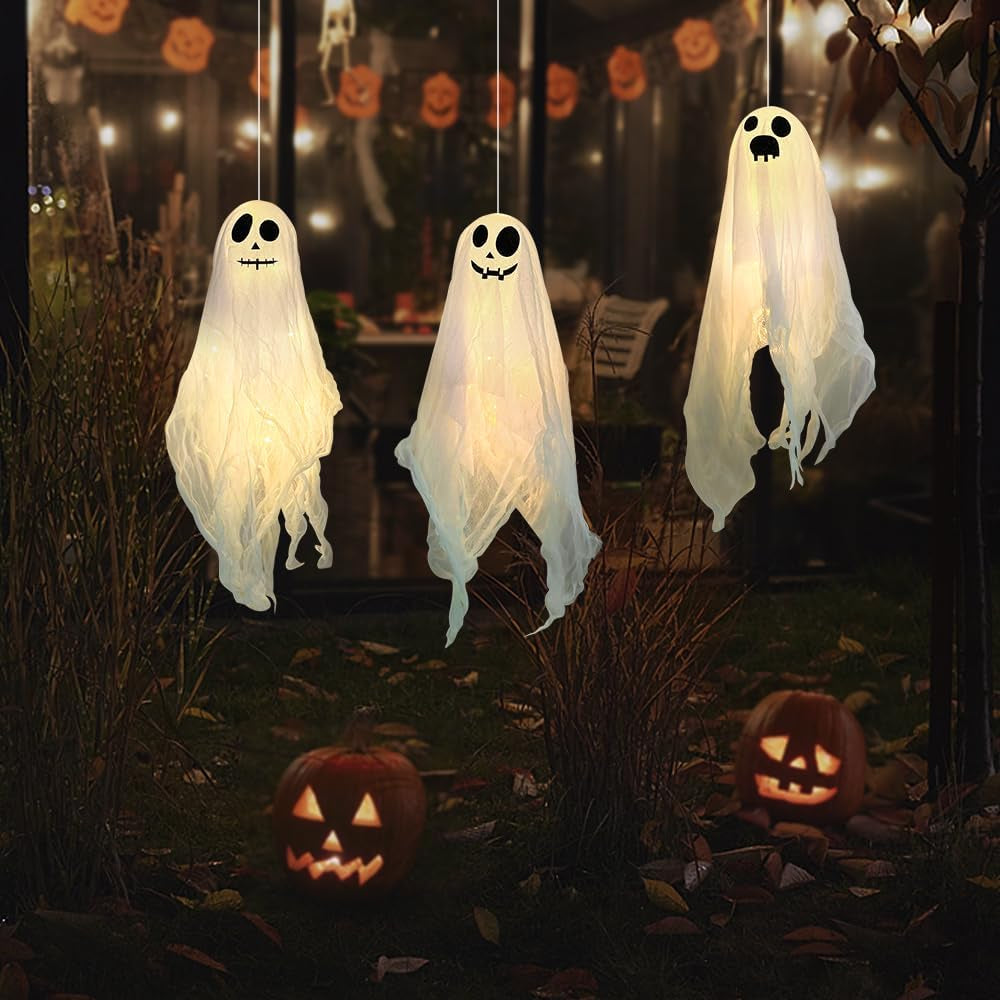 Halloween Deko Outdoor Innen Geist Mit LED, Deko Halloween Geister 50Cm