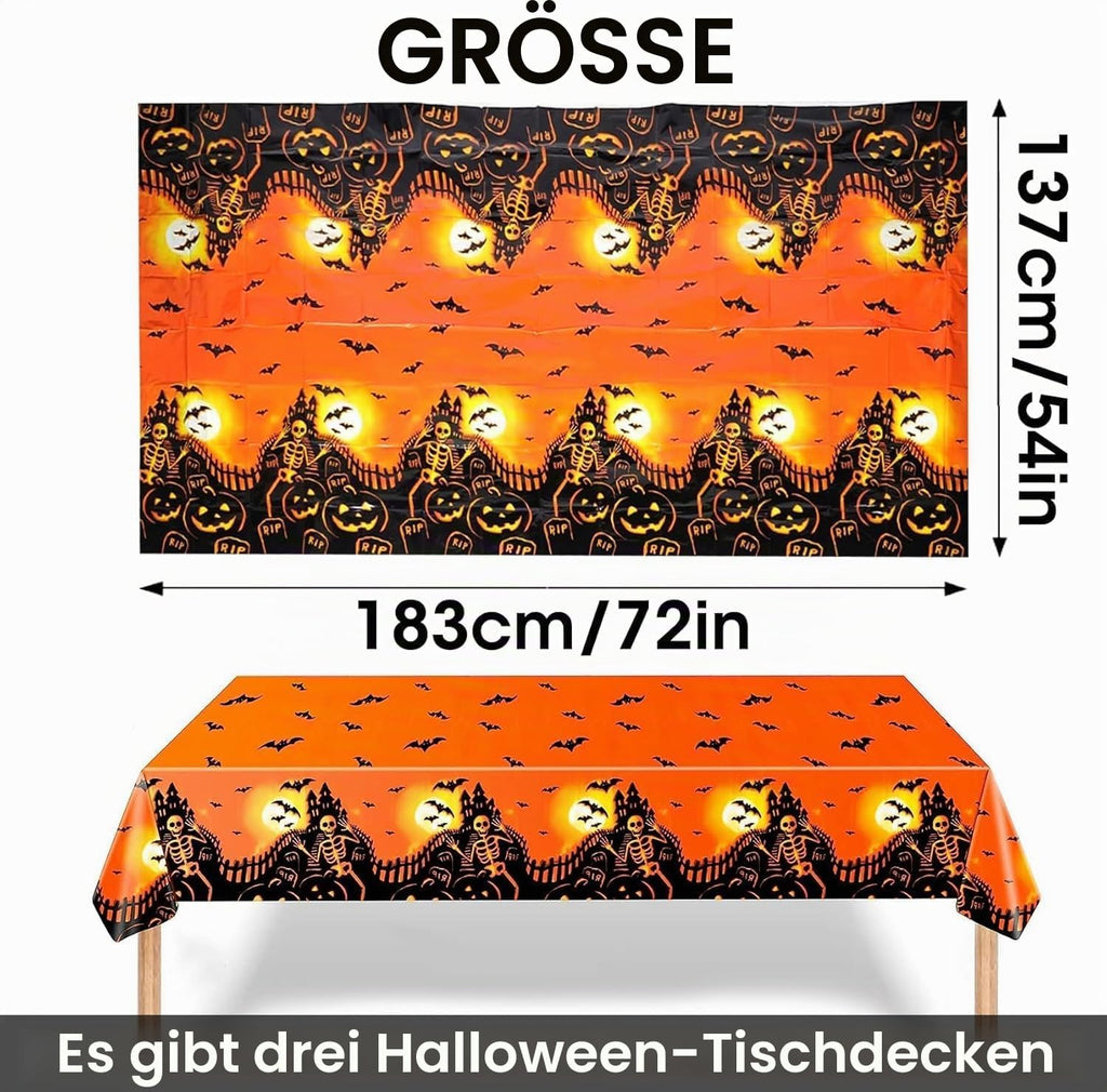 Gruselige Halloween Skelett Tischdecke, 137 X 274 Cm - Einweg, Für Party & Zu Hause