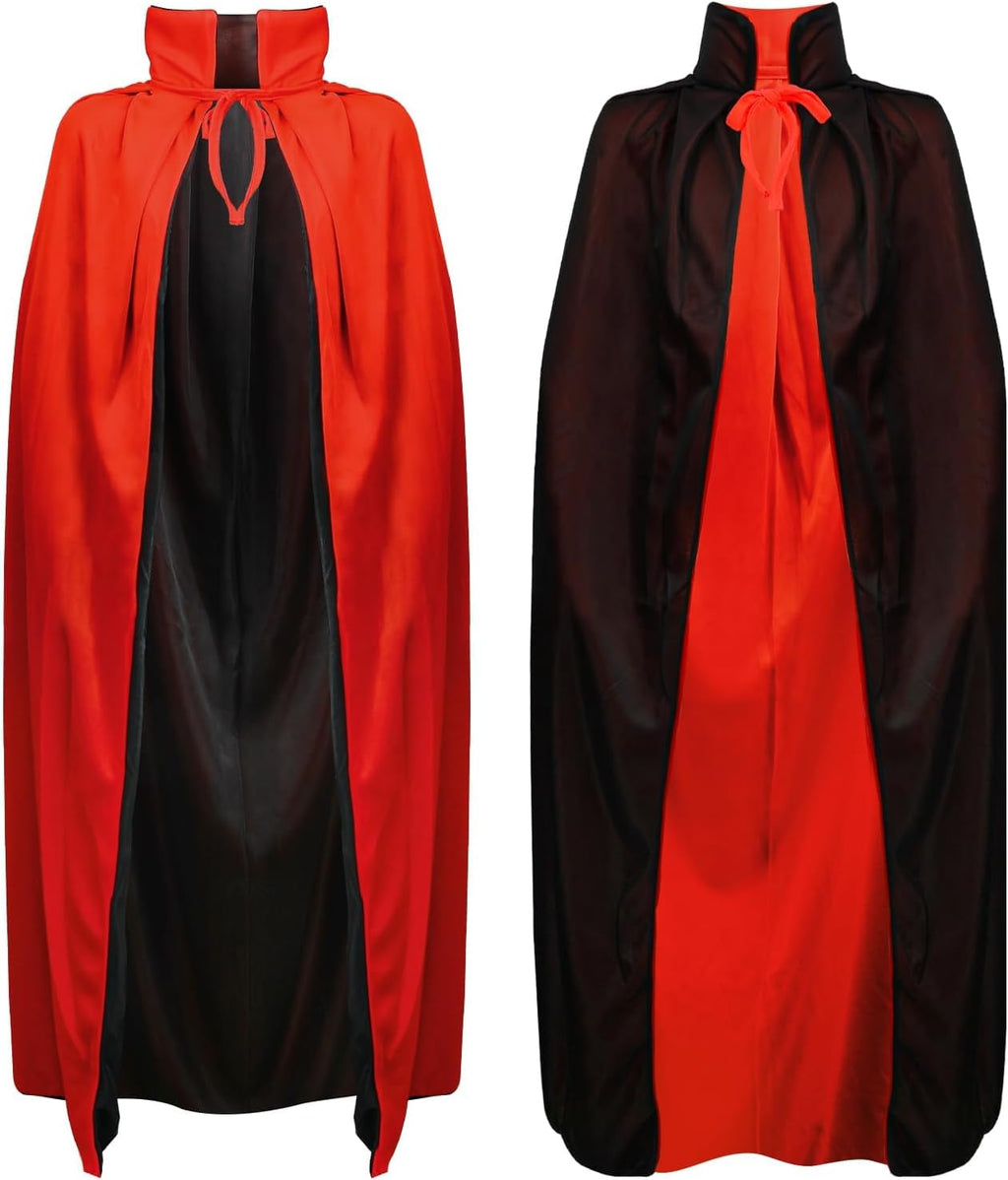 Halloween Vampir Umhang,Teufel Kostüm Kinder,Schwarz Rot Halloween-Umhang Für Karneval Cosplay Halloween Erwachsene Kinder(140Cm)