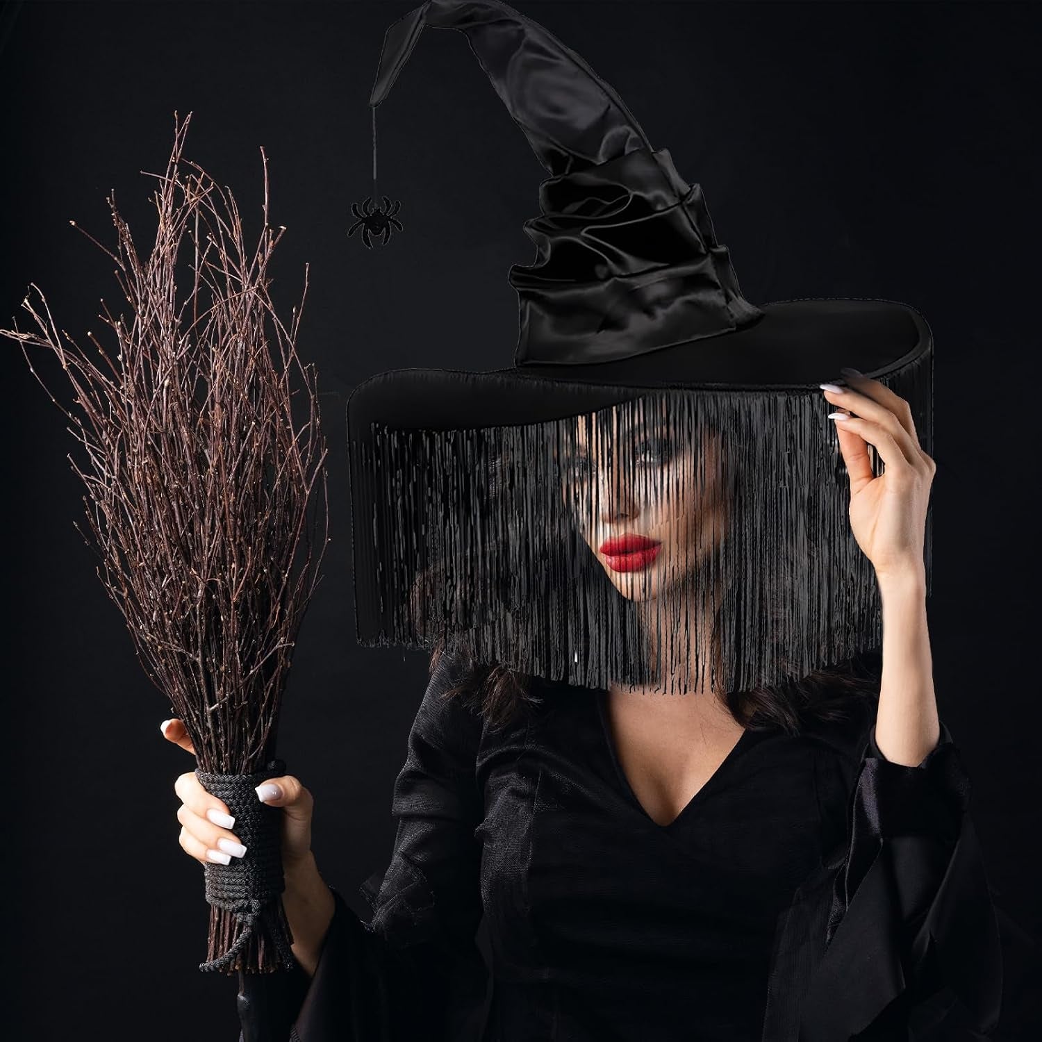 Hexenhüte, Hexenhut Damen, Hexen Hut, Halloween Zauberer Hut, Hexenhut Erwachsene, Zaubererhut, Hexen Accessoires Damen, Für Karneval, Halloween, Schwarz