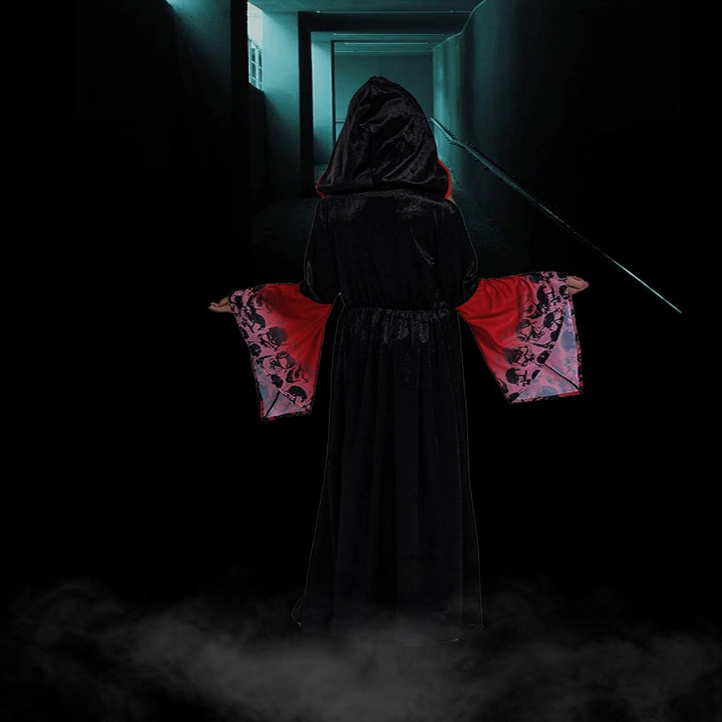 Vampir Kostüm Kinder,Halloween Kostüm Vampir Mit Halsband,Gothic Viktorianische Halloween Kostüm Mädchen,Halloween Kostüm Mädchen Für Halloween Karneval Fasching Mottoparty, Rot-Schwarz