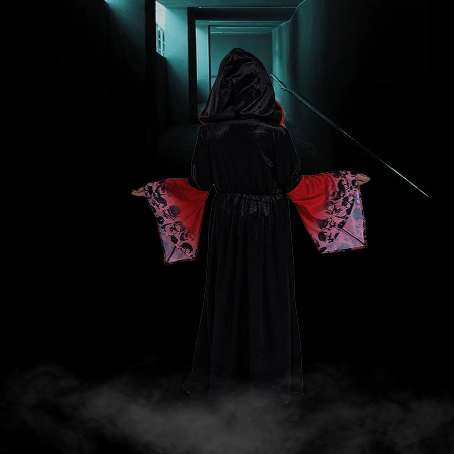 Vampir Kostüm Kinder,Halloween Kostüm Vampir Mit Halsband,Gothic Viktorianische Halloween Kostüm Mädchen,Halloween Kostüm Mädchen Für Halloween Karneval Fasching Mottoparty, Rot-Schwarz