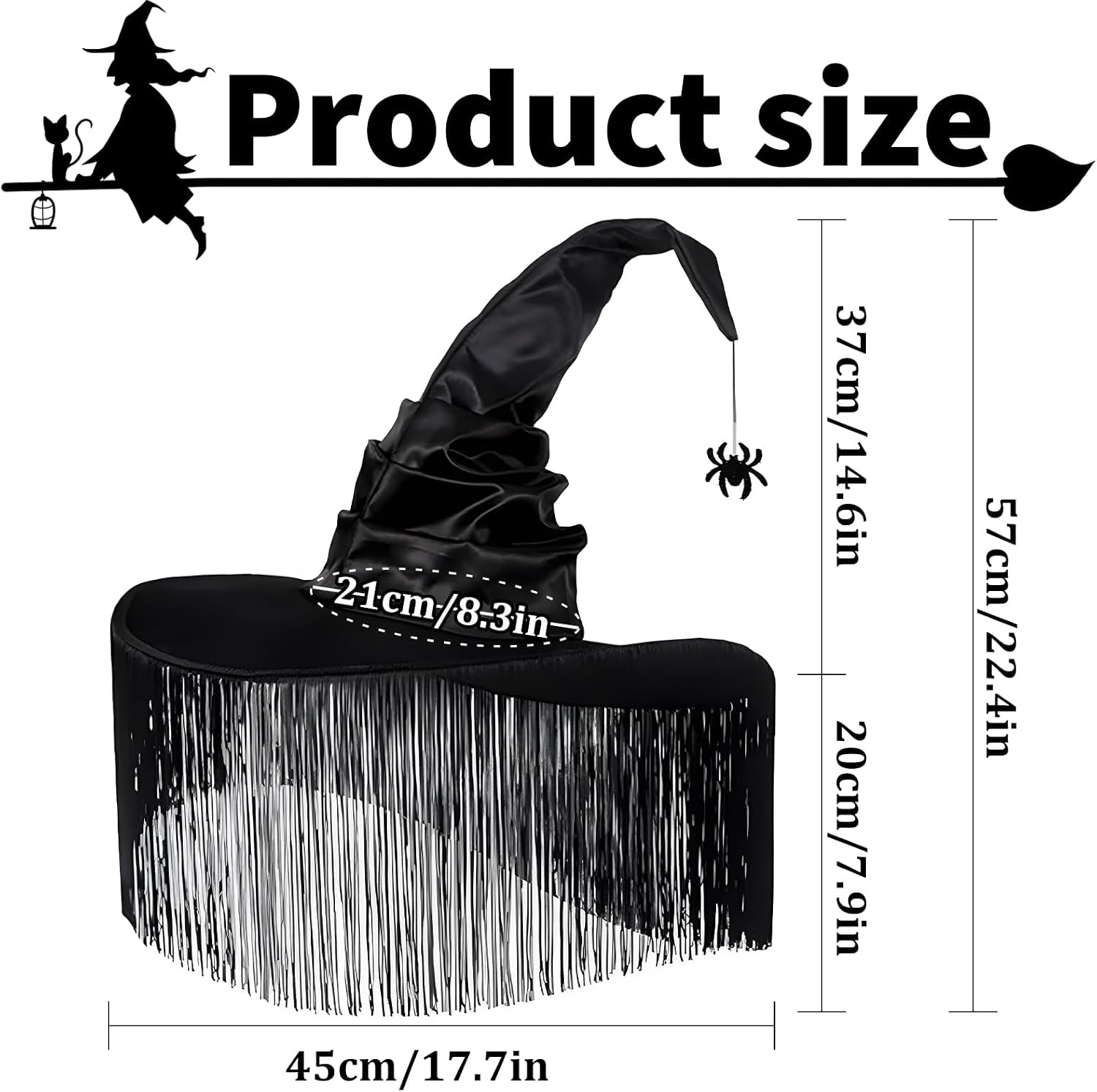 Hexenhüte, Hexenhut Damen, Hexen Hut, Halloween Zauberer Hut, Hexenhut Erwachsene, Zaubererhut, Hexen Accessoires Damen, Für Karneval, Halloween, Schwarz