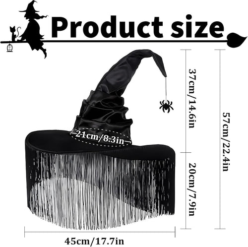 Hexenhüte, Hexenhut Damen, Hexen Hut, Halloween Zauberer Hut, Hexenhut Erwachsene, Zaubererhut, Hexen Accessoires Damen, Für Karneval, Halloween, Schwarz