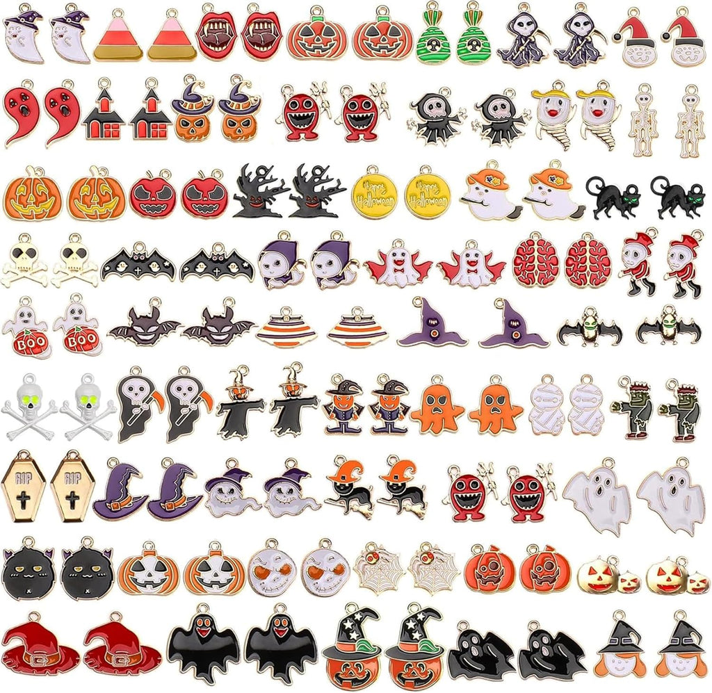 110 Stück 55 Paar Halloween-Charms Gold-Emaille-Schmuckanhänger Für Halloween-Ohrringe, Armbänder, Halsketten, Bastelarbeiten