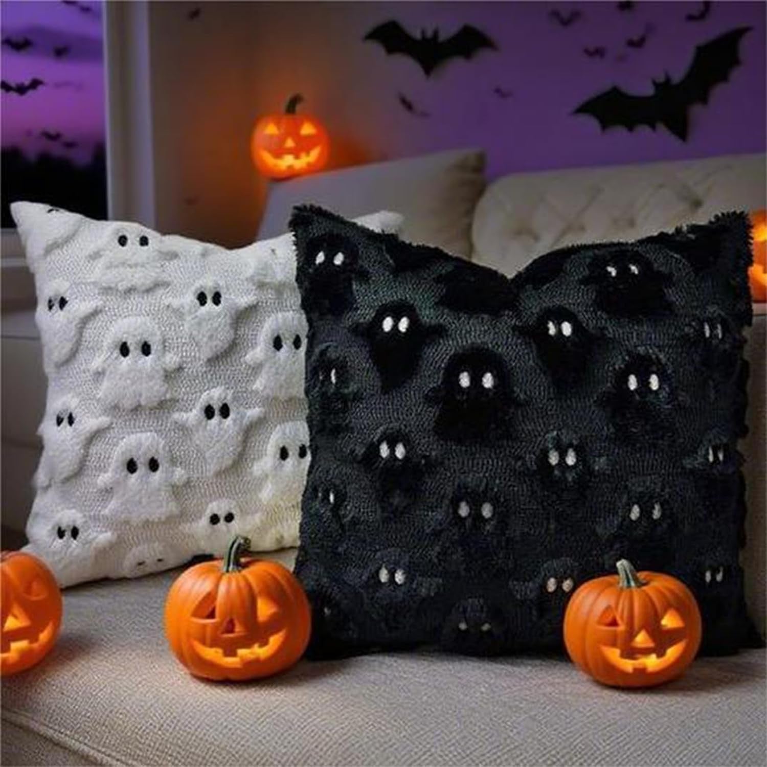 Halloween Kissenbezug,50X50Cm Ghosts of Halloween Kissen Cover,Kissenbezüge