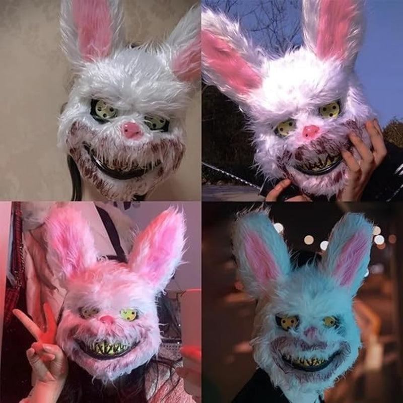 Halloween Kostüm Herren Damen, Halloween Masken Horror Hasen Maske Set