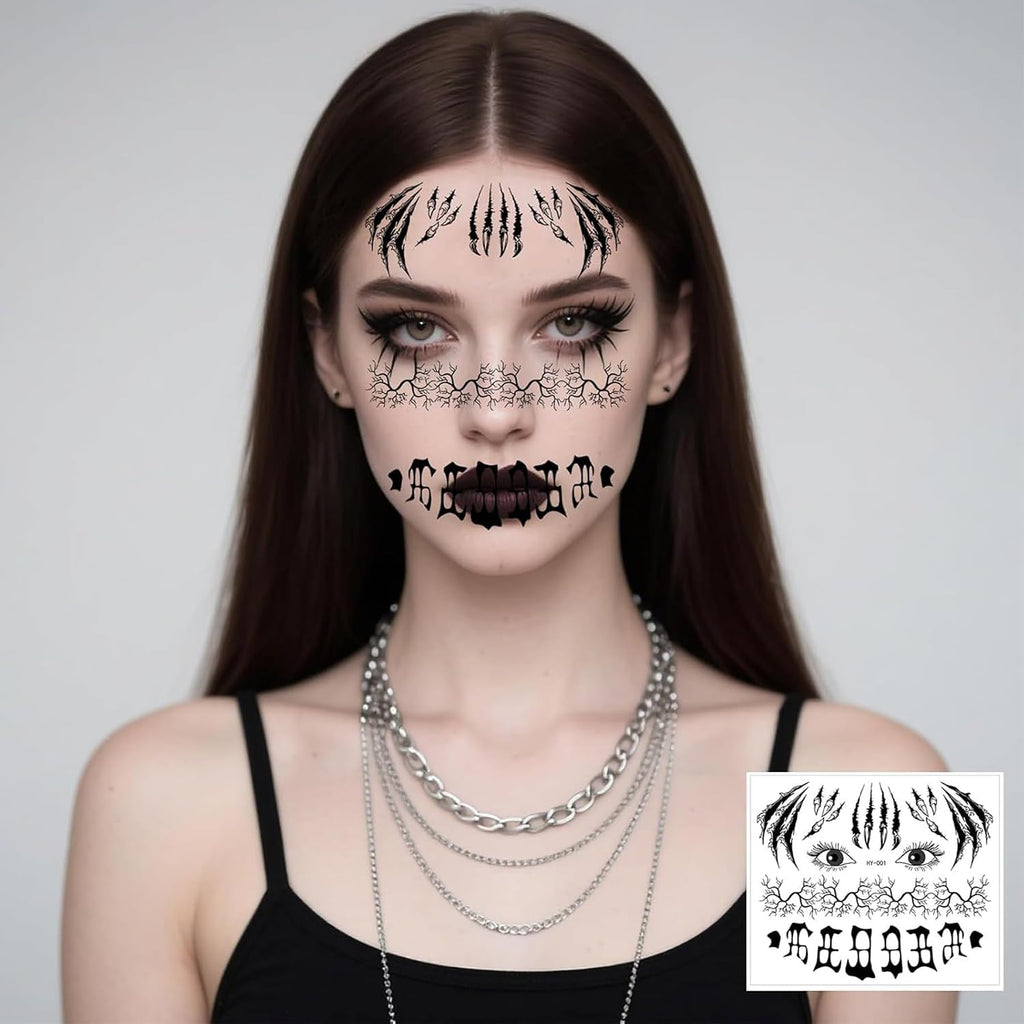 4 Halloween Tattoo Gesicht,Skull Face Tattoo Für Halloween