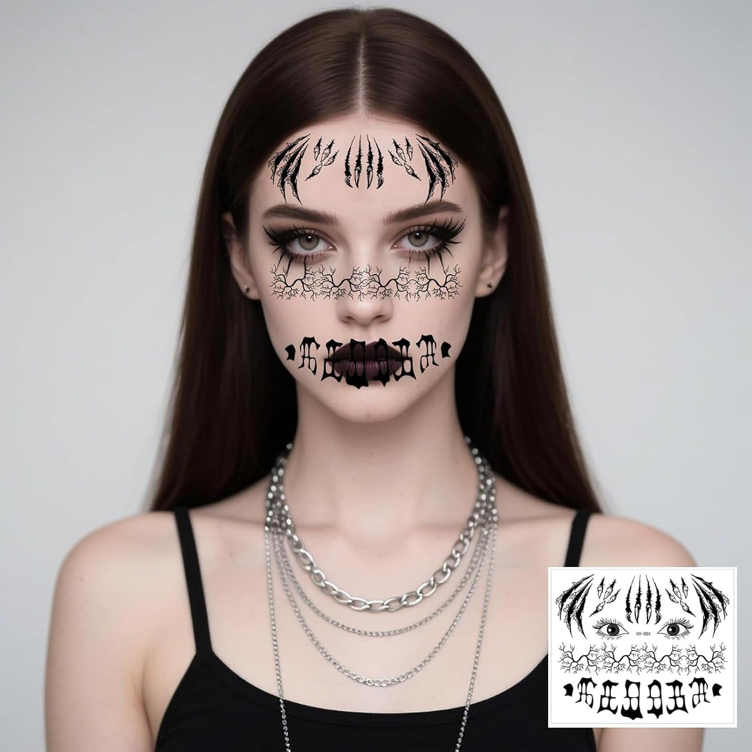 4 Halloween Tattoo Gesicht,Skull Face Tattoo Für Halloween