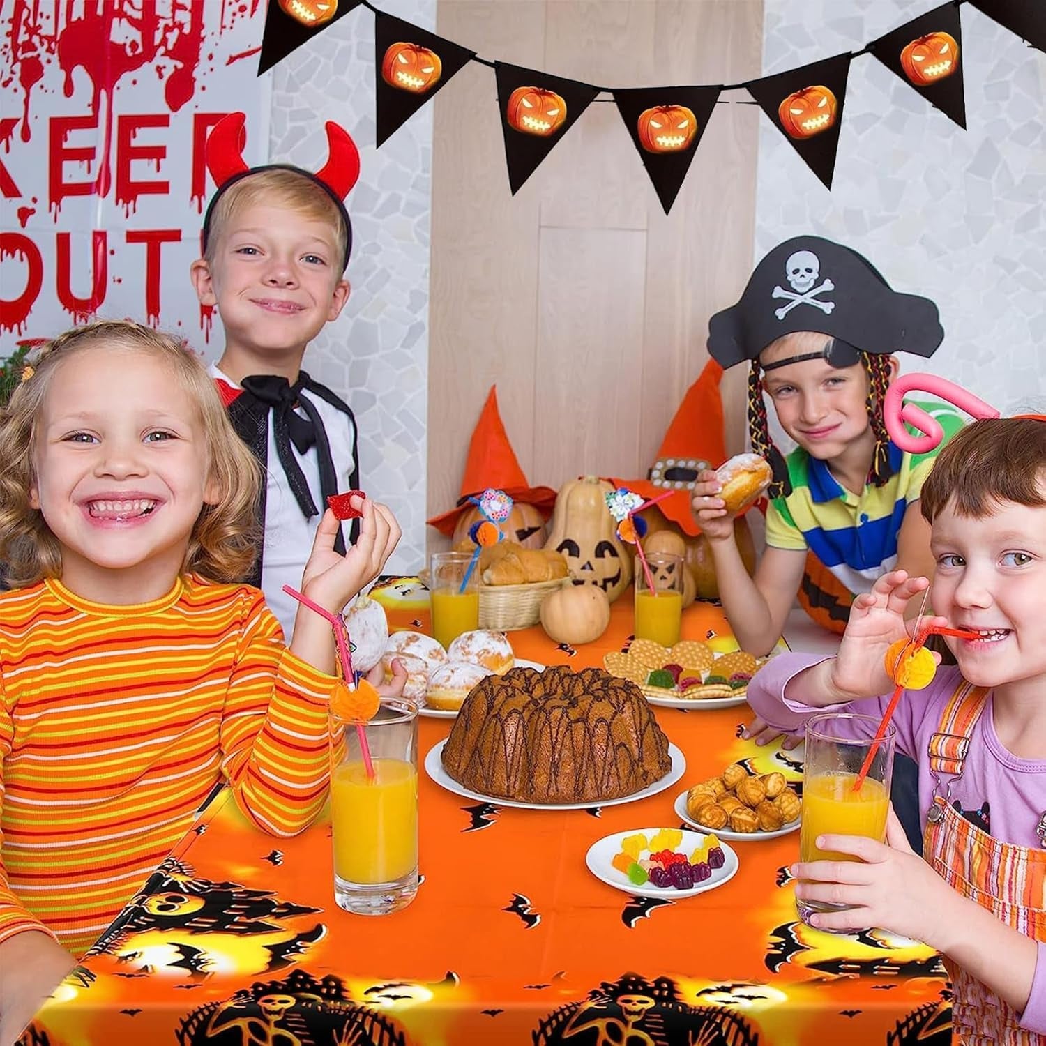 Gruselige Halloween Skelett Tischdecke, 137 X 274 Cm - Einweg, Für Party & Zu Hause