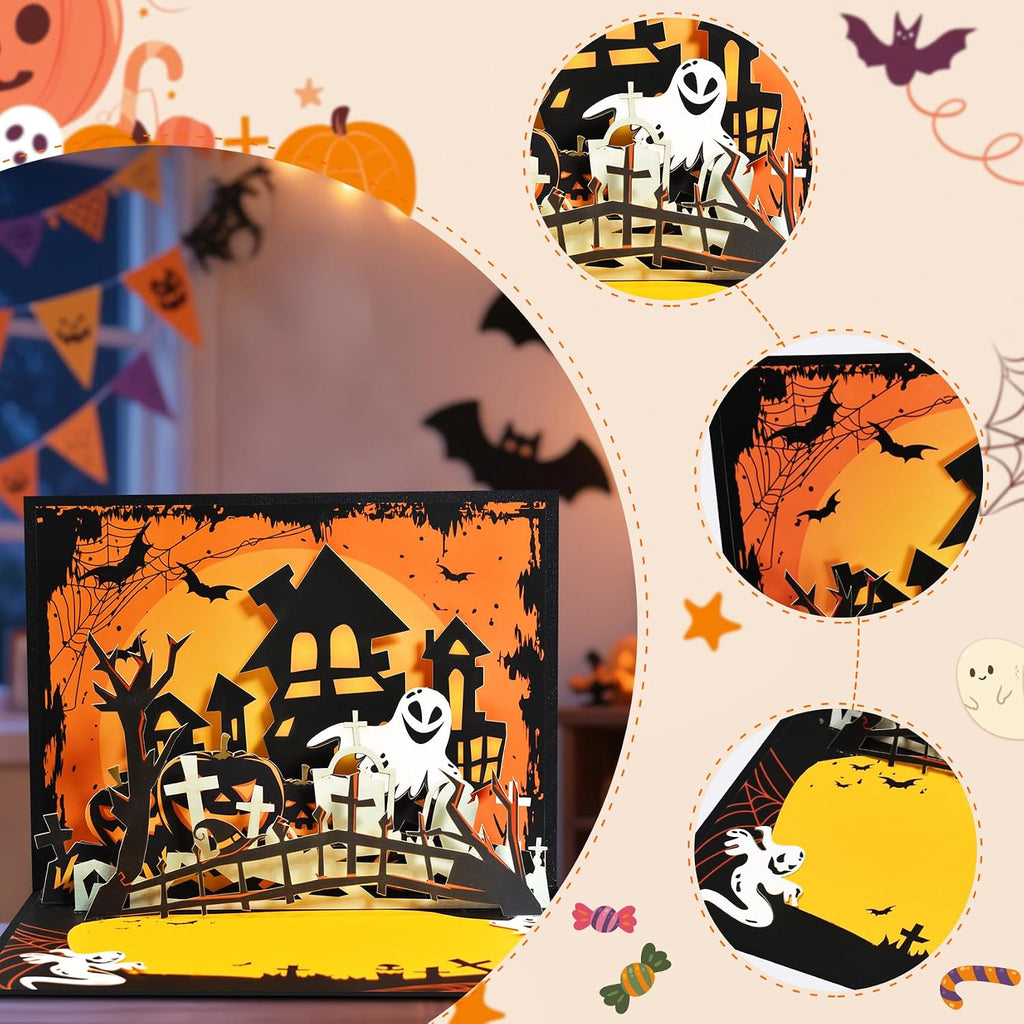 GREETING ART Pop up Halloween Karten, Halloween Spukhaus Grußkarte Mit Umschlag Für Kinder, Freund, Freundin