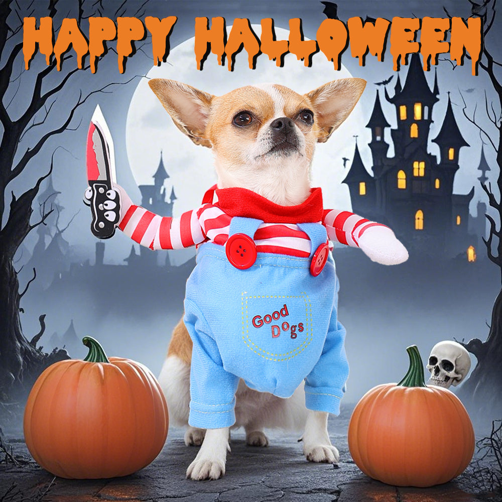 Przeuroczy Strój "Zabójcza Laleczka" na Halloween dla Psa – Kostium z Nożem