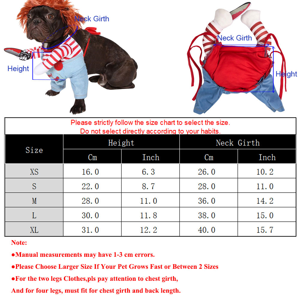 Przeuroczy Strój "Zabójcza Laleczka" na Halloween dla Psa – Kostium z Nożem