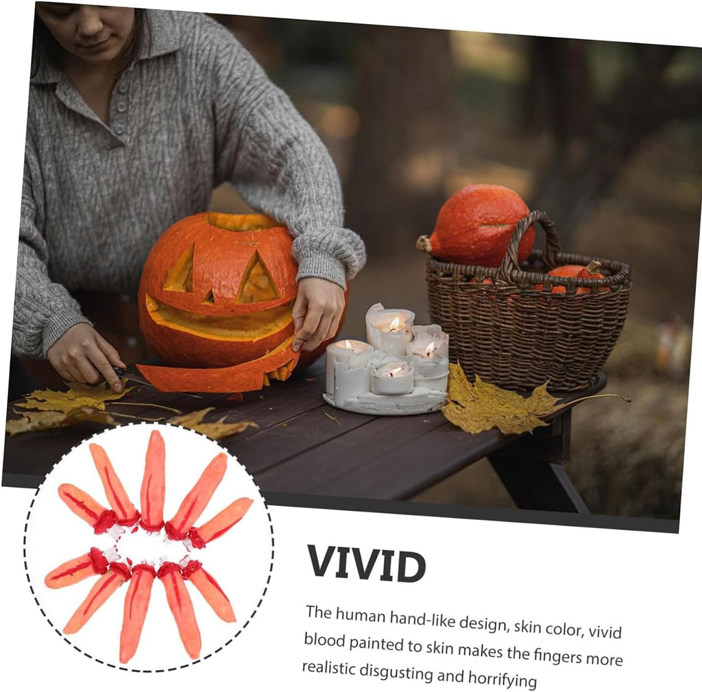 Halloween Gefälschte Finger, 10 Stück Blutig Gefälschte Finger Requisiten Künstliche Blutige Körperteile Horror Blutig Getrennten Hand Arm Halloween Requisit Für Halloween Party