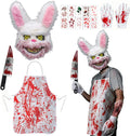 Halloween Kostüm Herren Damen, Halloween Masken Horror Hasen Maske Set