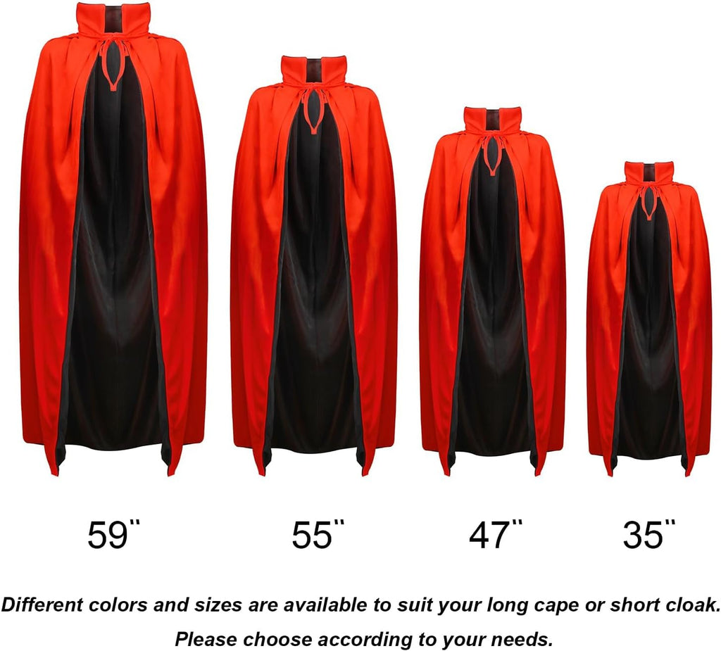 Halloween Vampir Umhang,Teufel Kostüm Kinder,Schwarz Rot Halloween-Umhang Für Karneval Cosplay Halloween Erwachsene Kinder(140Cm)