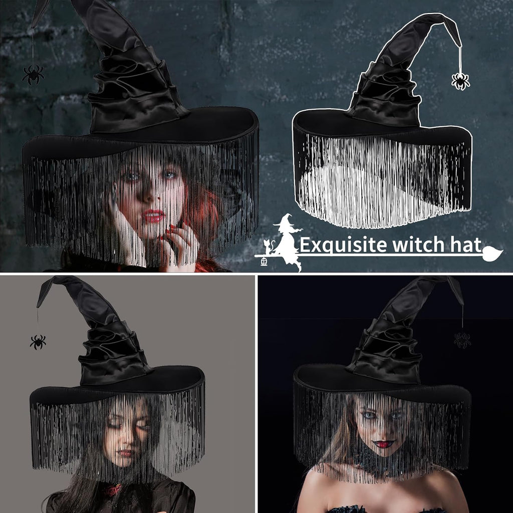 Hexenhüte, Hexenhut Damen, Hexen Hut, Halloween Zauberer Hut, Hexenhut Erwachsene, Zaubererhut, Hexen Accessoires Damen, Für Karneval, Halloween, Schwarz