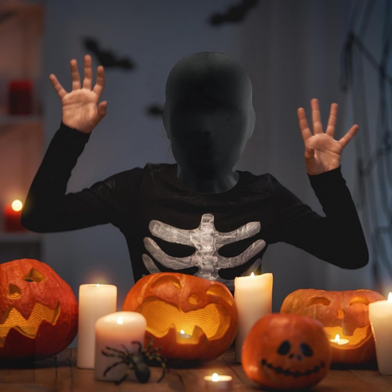 2 Stück Vollgesichtsmaske Halloween Schwarz Vollgesichtsmaske Spandex