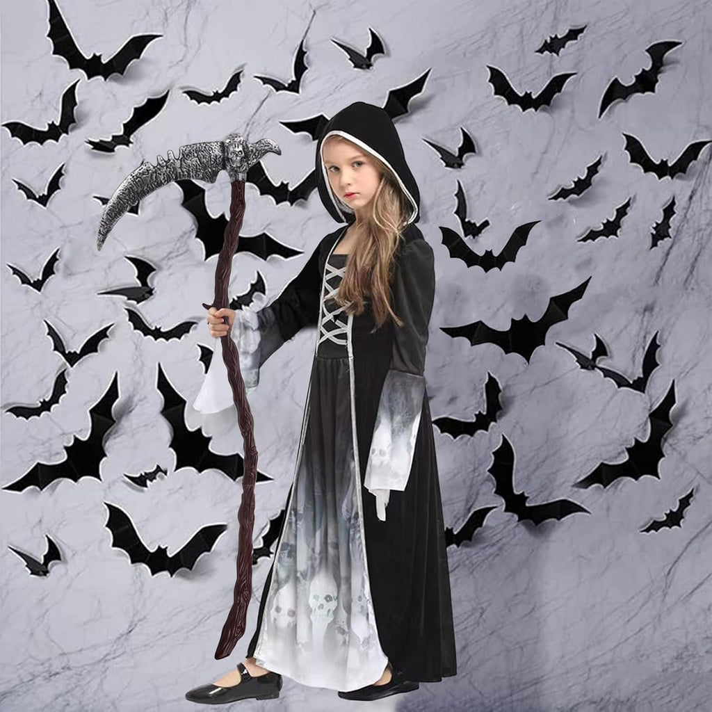 Halloween Kostüm Sensenmann Mädchen - Gespensterprinzessin Kostüm Mit Sense Schwarz Halloween Kostüm Kinder Reaper Kostüm Für Halloween Karnevals Cosplay