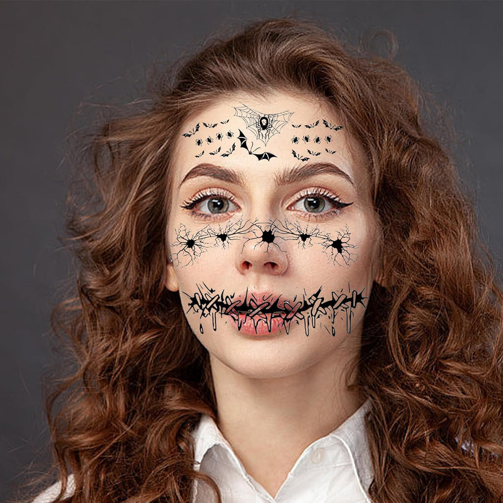 4 Halloween Tattoo Gesicht,Skull Face Tattoo Für Halloween