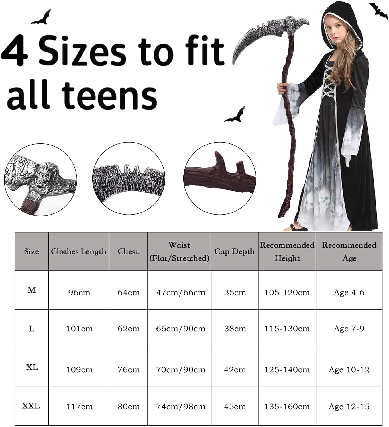 Halloween Kostüm Sensenmann Mädchen - Gespensterprinzessin Kostüm Mit Sense Schwarz Halloween Kostüm Kinder Reaper Kostüm Für Halloween Karnevals Cosplay